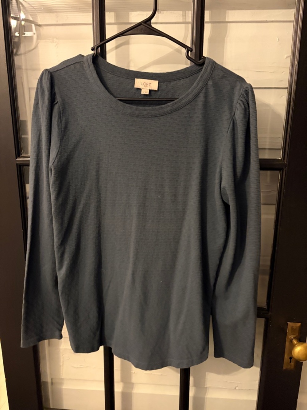 LOFT Long-Sleeve Crewneck Top in Slate Blue
